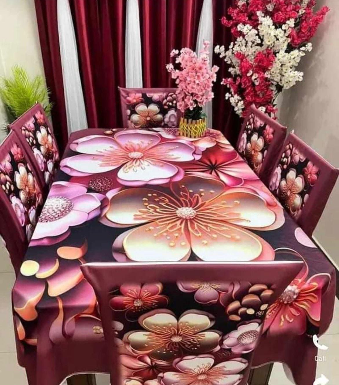 3D ডাইনিং টেবিল ও চেয়ার কাভার ফুল সেট কোড: NTM: 15