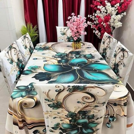 3D ডাইনিং টেবিল ও চেয়ার কাভার ফুল সেট কোড: NTM: 09